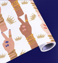 Load image into Gallery viewer, Peace &amp; Crowns Birthday Wrapping Paper
