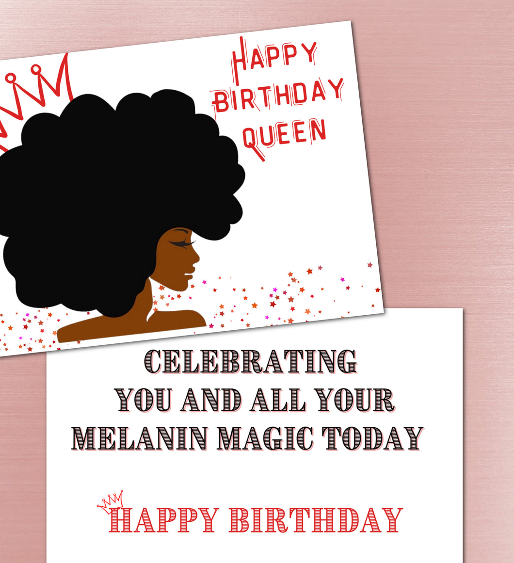 Melanin Magic Queen Birthday Card