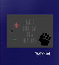 Load image into Gallery viewer, Red, Black &amp; Green Real One Birthday Card
