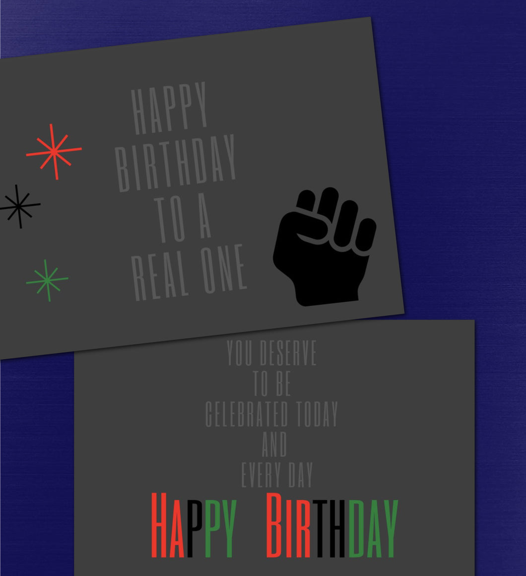 Red, Black & Green Real One Birthday Card